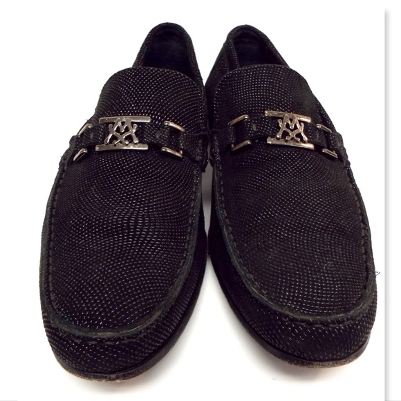 MEZLAN Custom Logo Buckle Black Pinhead Suede Leather Slip-on Loafers 11 main image 7